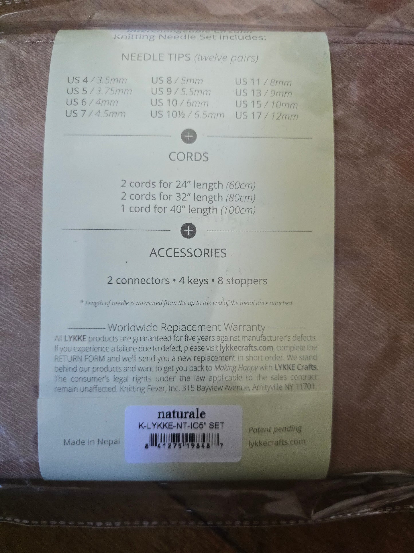 Lykke Naturale Rundstricknadel Set 13cm