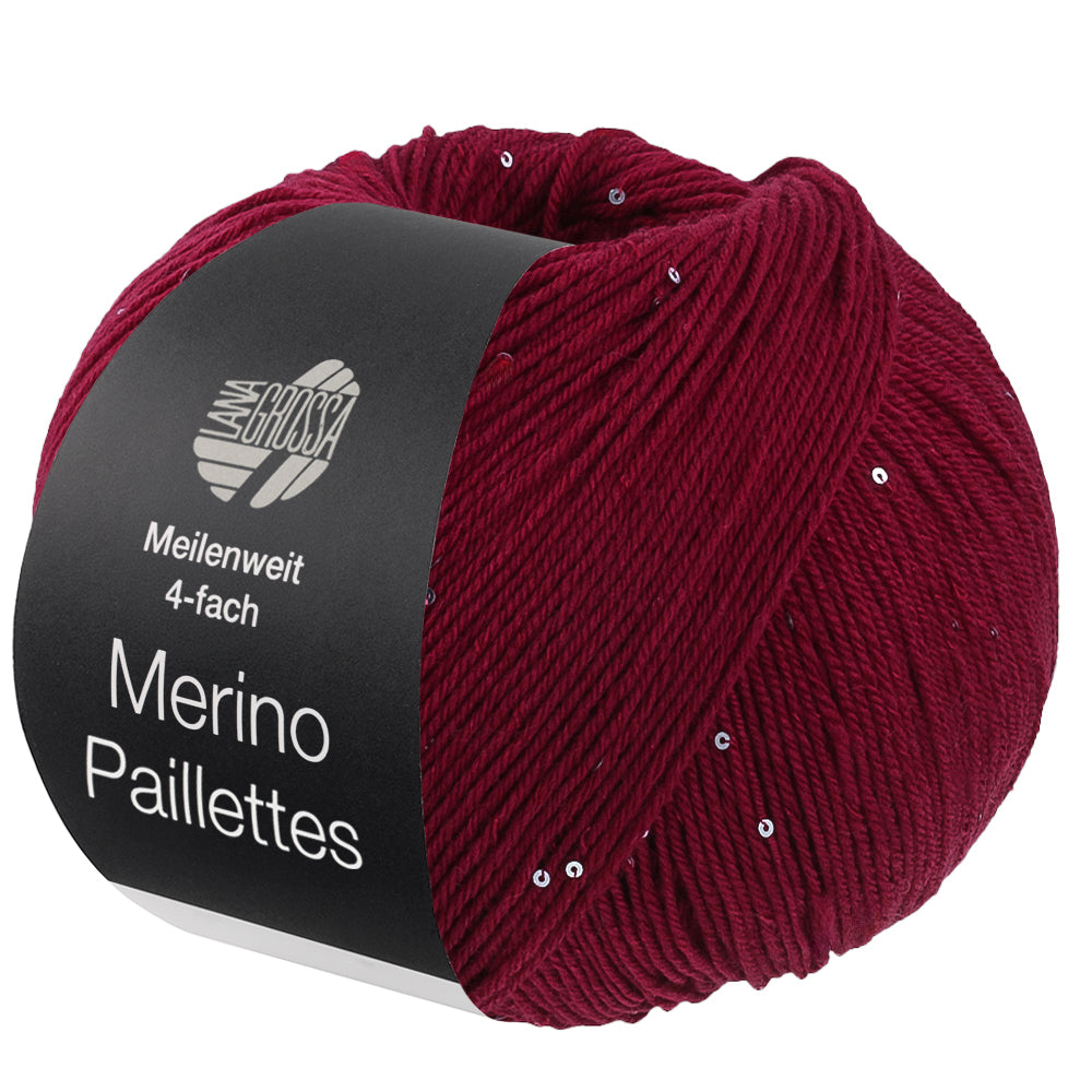 2302 MEILENWEIT 100g Merino Paillettes dunkelrot